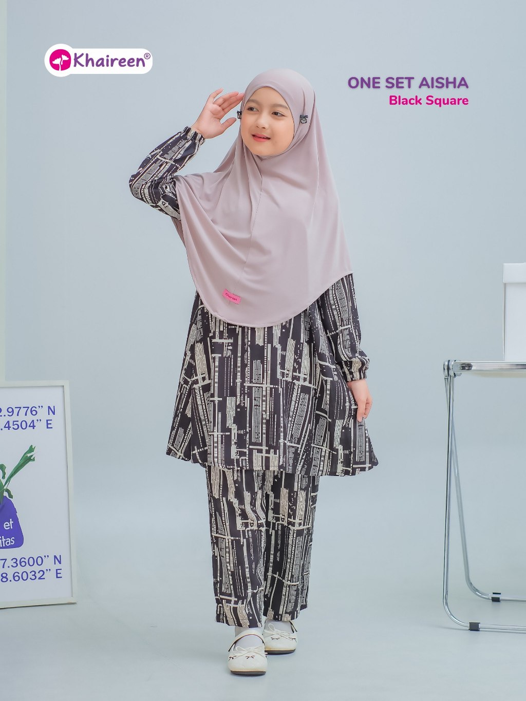 KHAIREEN One Set Aisha (3-12 Tahun) Setelan Santai Anak Perempuan Katun Rayon Adem