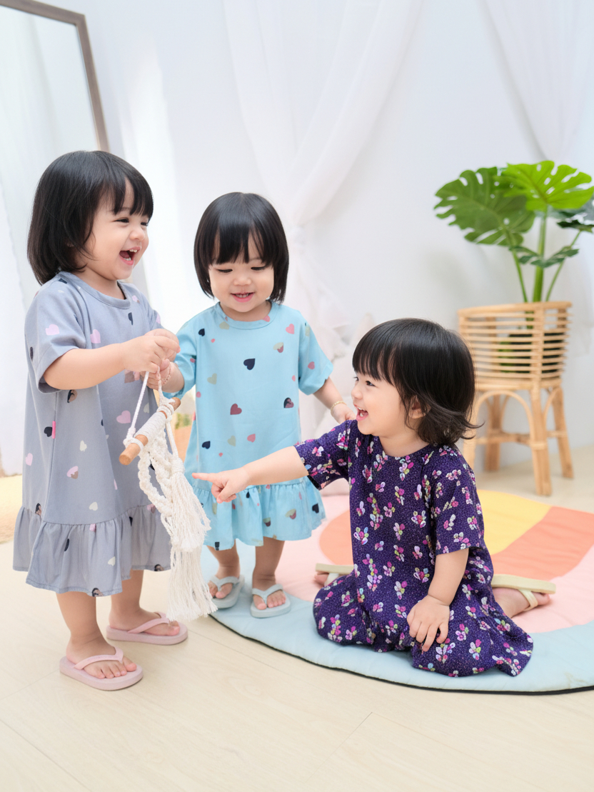 KHAIREEN Cotton Home Dress (0-9 Tahun) Homedress Daster Rumhan Piyama Anak Adem Katun
