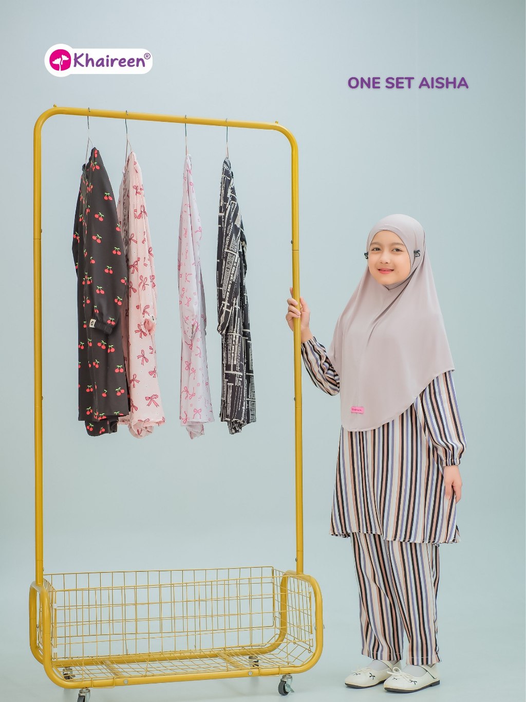 KHAIREEN One Set Aisha (3-12 Tahun) Setelan Santai Anak Perempuan Katun Rayon Adem
