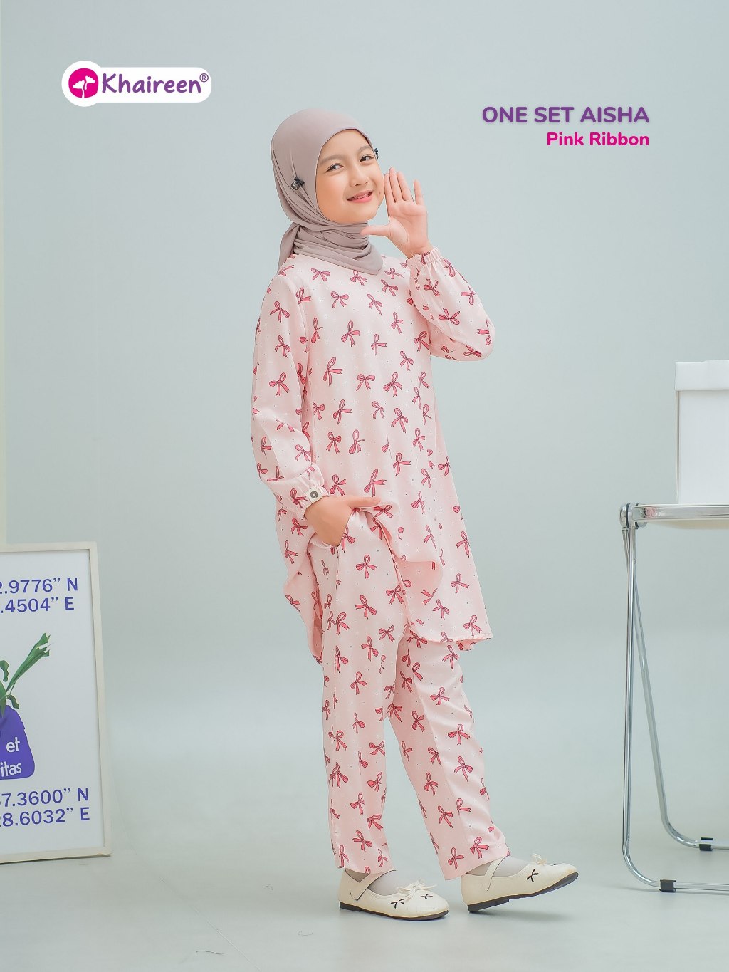 KHAIREEN One Set Aisha (3-12 Tahun) Setelan Santai Anak Perempuan Katun Rayon Adem