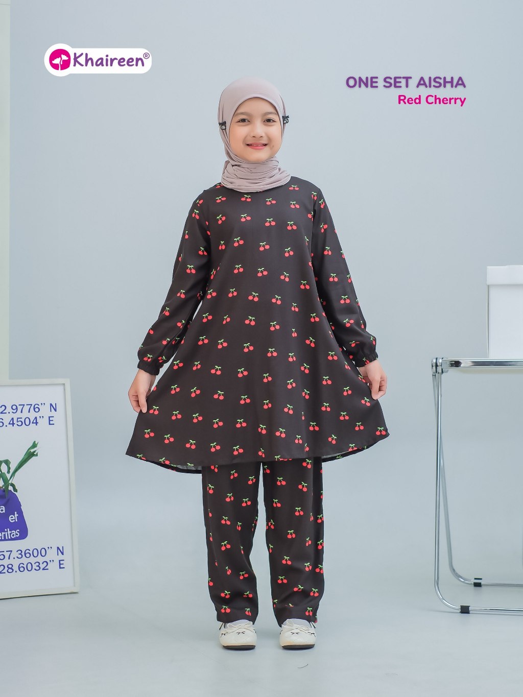 KHAIREEN One Set Aisha (3-12 Tahun) Setelan Santai Anak Perempuan Katun Rayon Adem