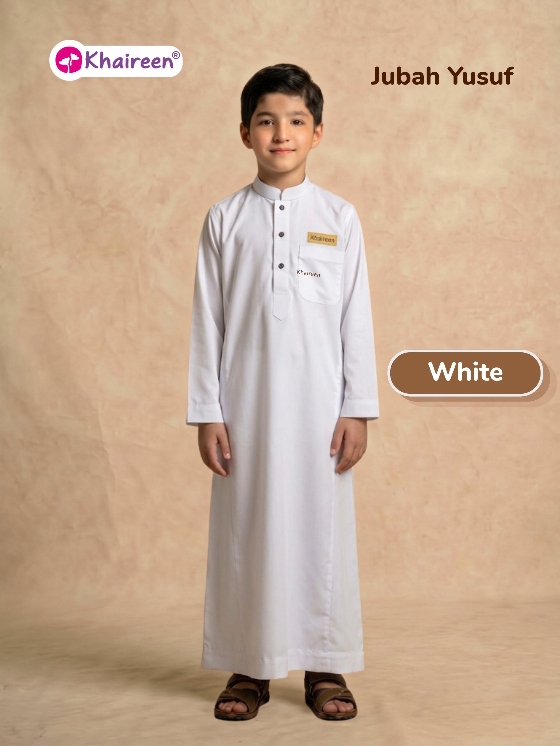 KHAIREEN Jubah Yusuf (2-14 tahun) Jubah Anak Laki-laki Busana Muslim Anak Katun