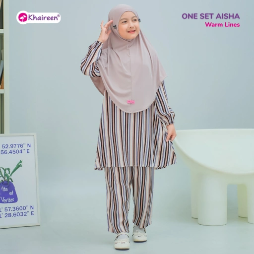 KHAIREEN One Set Aisha (3-12 Tahun) Setelan Santai Anak Perempuan Katun Rayon Adem