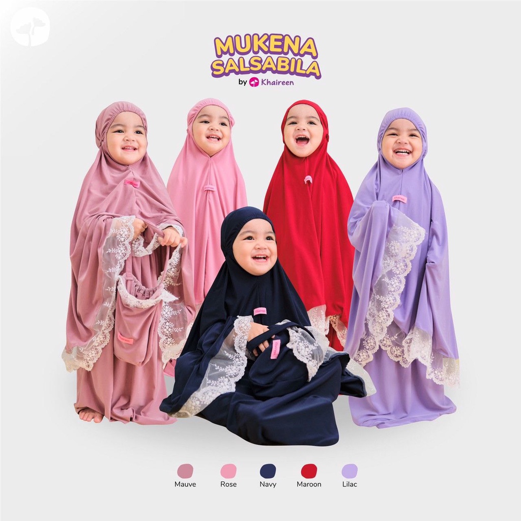KHAIREEN Mukena Salsabila (1-6 Tahun) Mukena Jersey Anak Mukena Sekolah Anak