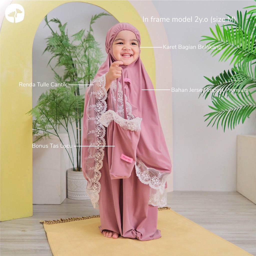 KHAIREEN Mukena Salsabila (1-6 Tahun) Mukena Jersey Anak Mukena Sekolah Anak