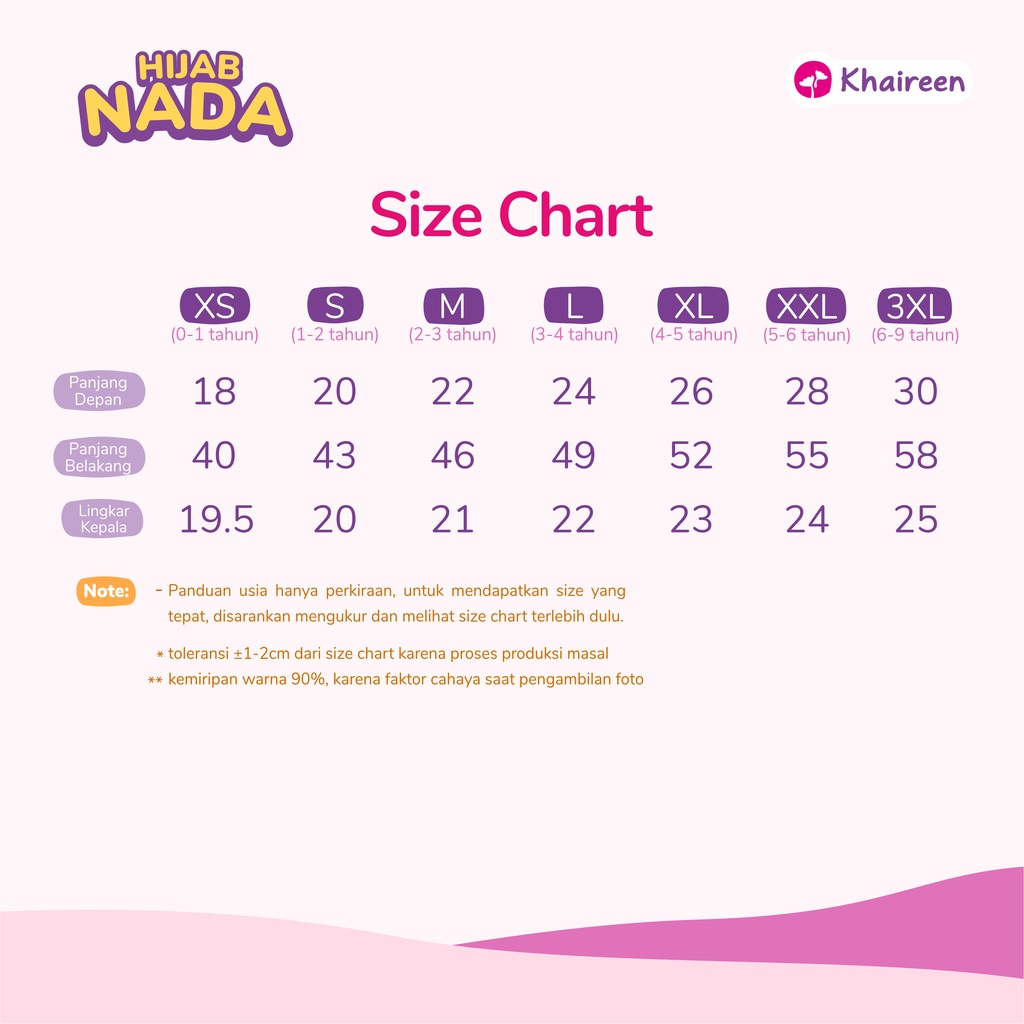 KHAIREEN Hijab Nada (0-4 Tahun) Hijab Anak Hijab Daily Anak Hijab Adem Jersey Premium