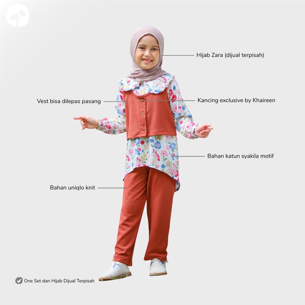 KHAIREEN One Set Happy (1- 9 Tahun) One Set Anak Setelan Anak Perempuan