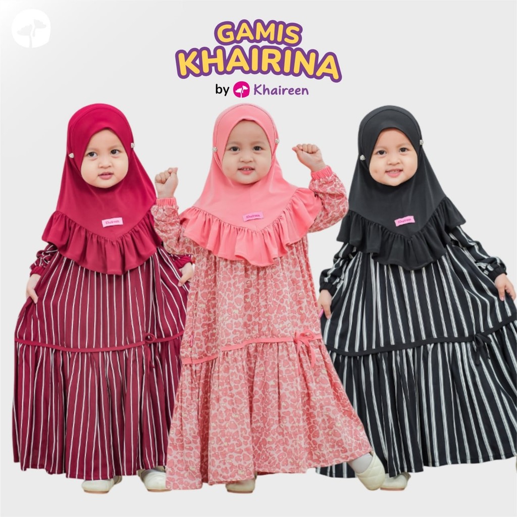 KHAIREEN Gamis Khairina Couple Mom (0-9 Tahun) Gamis Anak Gamis Anak Rayon Motif Gamis Bayi Balita Gamis Aqiqah Gamis Couple Anak Ibu