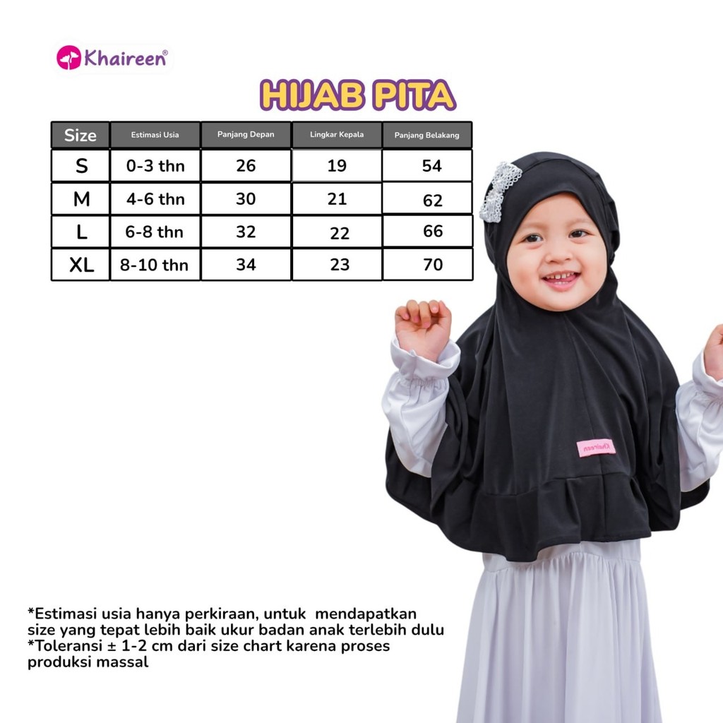 KHAIREEN Hijab Pita (Etalase 1) Jilbab Instan Jersey Daily Syari Anak Bayi Balita TK