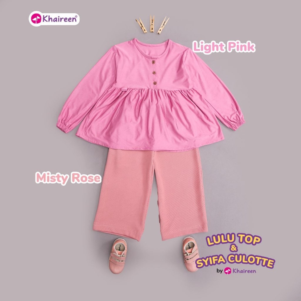 KHAIREEN Lulu Top (3-12 Tahun) Atasan Kaos Polos Rayon Spandeks Atasan Anak