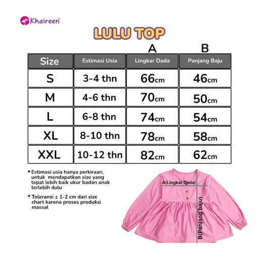 KHAIREEN Lulu Top (3-12 Tahun) Atasan Kaos Polos Rayon Spandeks Atasan Anak
