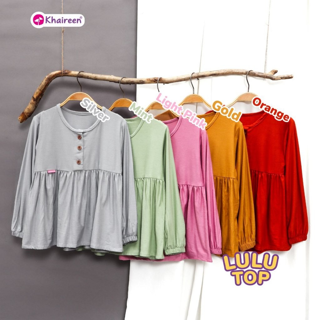 KHAIREEN Lulu Top (3-12 Tahun) Atasan Kaos Polos Rayon Spandeks Atasan Anak