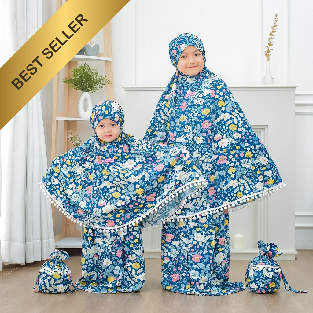 KHAIREEN Pompom Prayer Set (1-9 Tahun) Mukena Anak Katun Rayon Adem