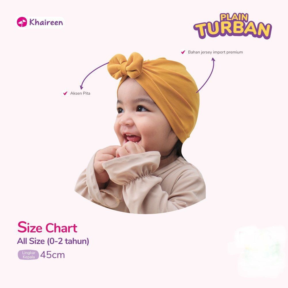 KHAIREEN Plain Turban (0-2 Tahun) Turban Anak Turban Bayi Polos