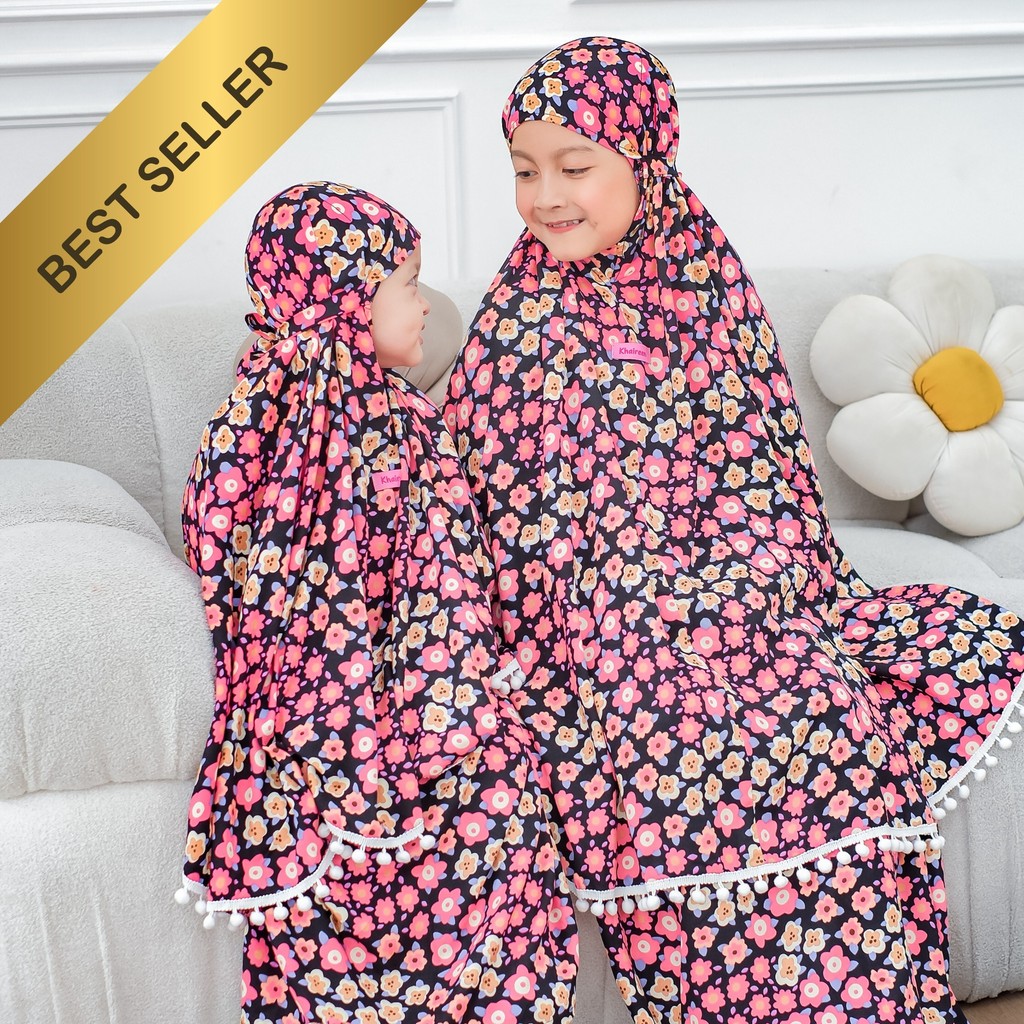 KHAIREEN Pompom Prayer Set (1-9 Tahun) Mukena Anak Katun Rayon Adem