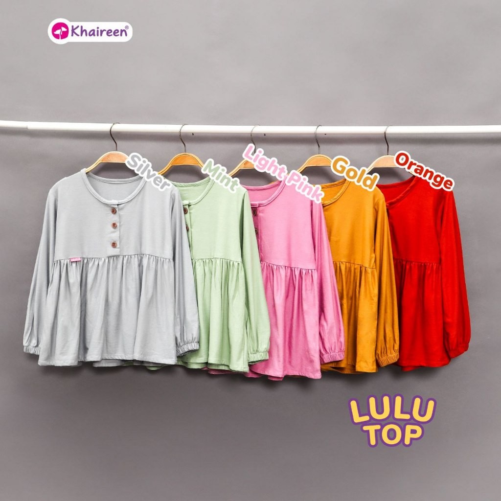 KHAIREEN Lulu Top (3-12 Tahun) Atasan Kaos Polos Rayon Spandeks Atasan Anak