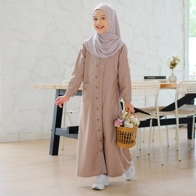 KHAIREEN Abaya Nona Gamis Katun Toyobo Polos Anak Remaja Tanggung 3-14 tahun Syari Terbaru