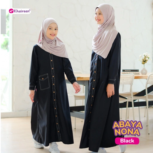 Image of KHAIREEN Abaya Nona Gamis Katun Toyobo Polos Anak Remaja Tanggung 3-14 tahun Syari Terbaru