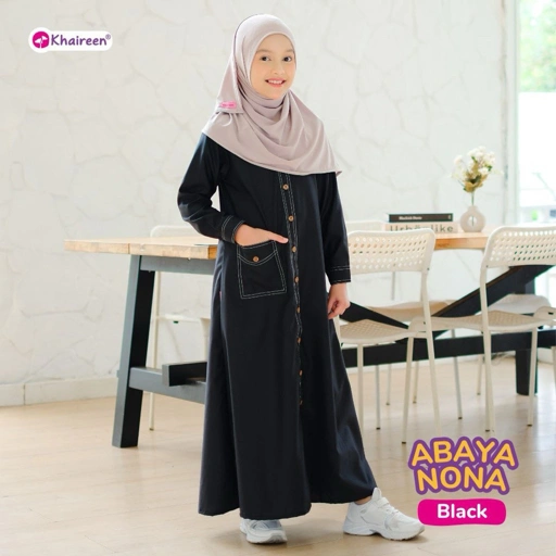 Image of KHAIREEN Abaya Nona Gamis Katun Toyobo Polos Anak Remaja Tanggung 3-14 tahun Syari Terbaru