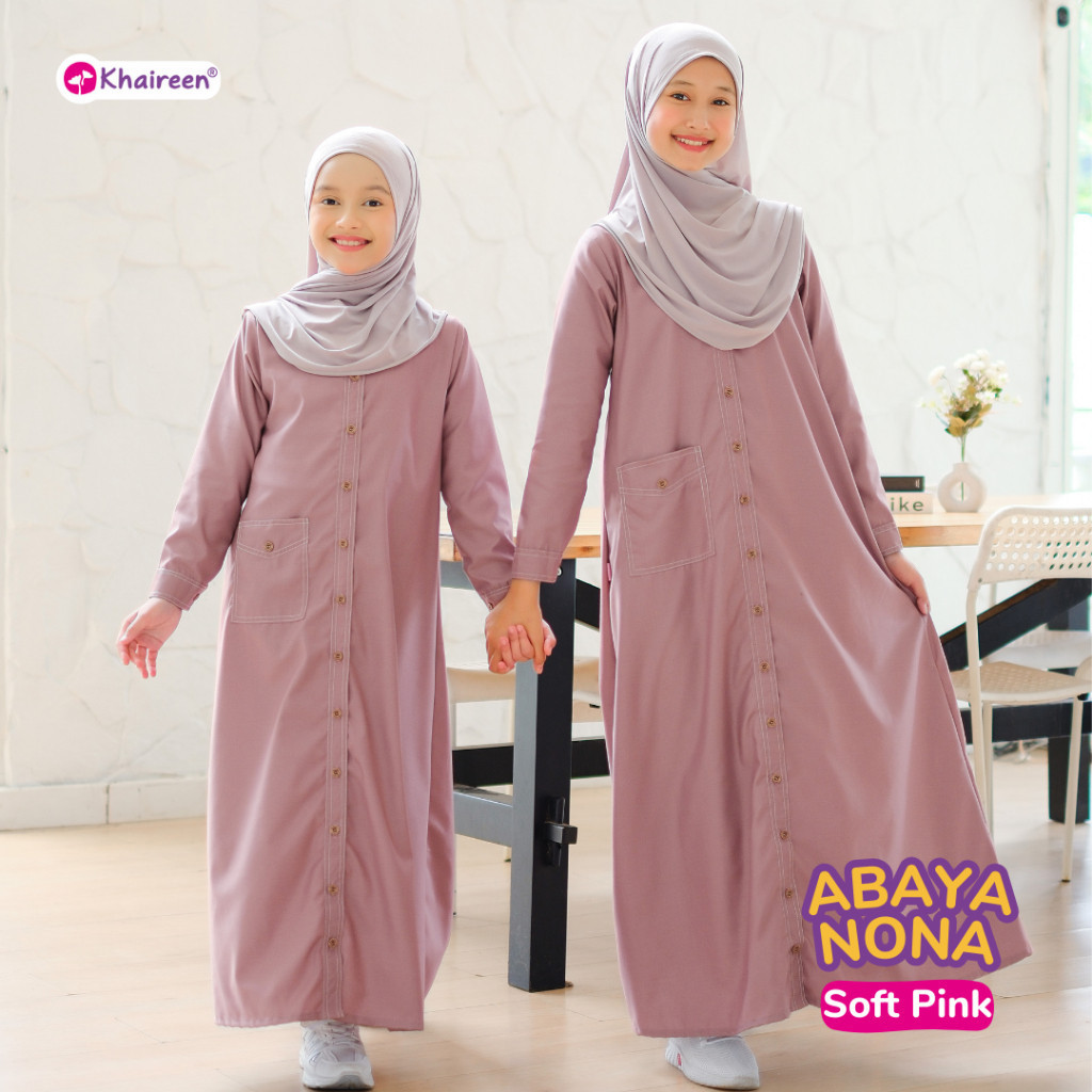 KHAIREEN Abaya Nona Gamis Katun Toyobo Polos Anak Remaja Tanggung 3-14 tahun Syari Terbaru