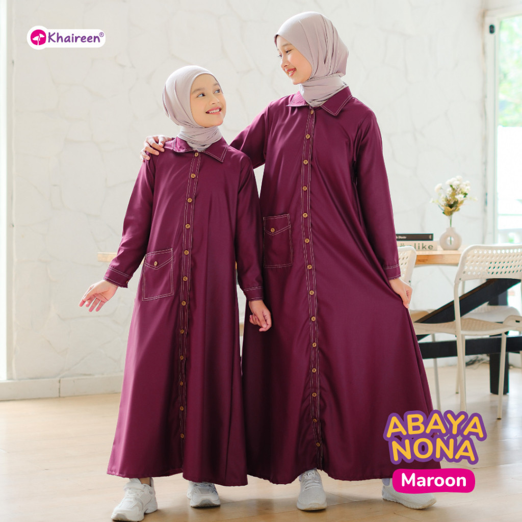 KHAIREEN Abaya Nona Gamis Katun Toyobo Polos Anak Remaja Tanggung 3-14 tahun Syari Terbaru