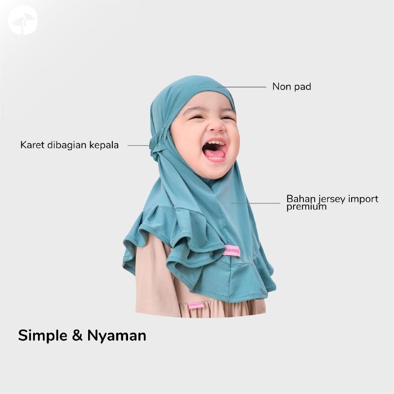 KHAIREEN Hijab Aisyah (0-9 Tahun) Hijab Instan Anak Hijab Anak Jersey Adem
