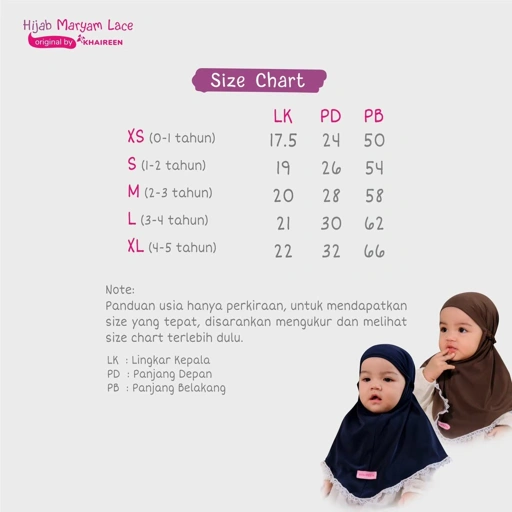 KHAIREEN Hijab Maryam Lace (0-10 Tahun) Hijab Anak Daily Adem Jersey Import Premium