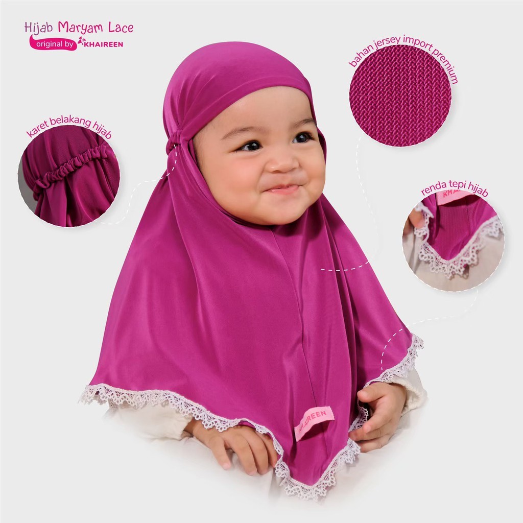KHAIREEN Hijab Maryam Lace (0-10 Tahun) Hijab Anak Daily Adem Jersey Import Premium