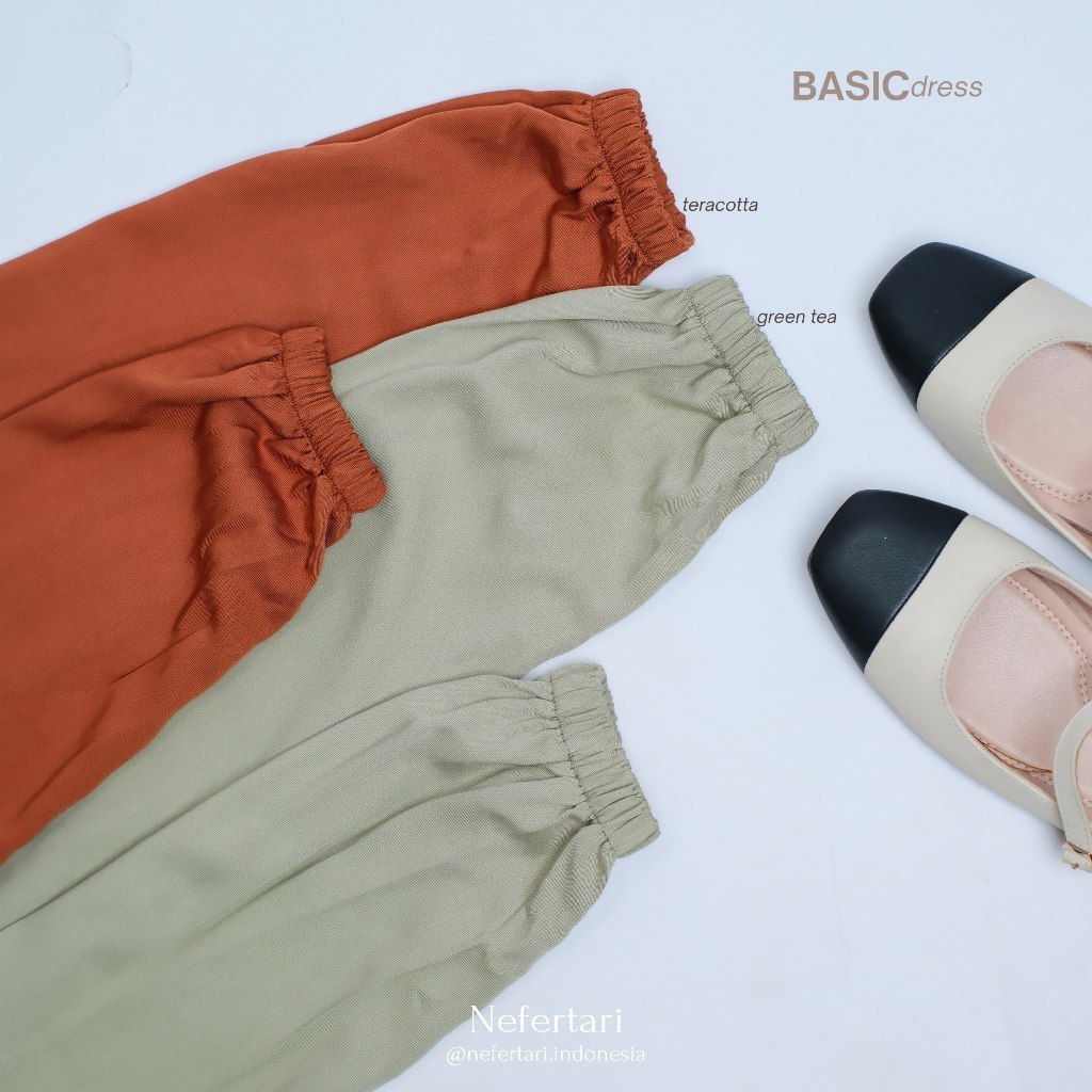 NEFERTARI Basic Dress Gamis Katun Rayon Twill Dewasa Dress Panjang Remaja