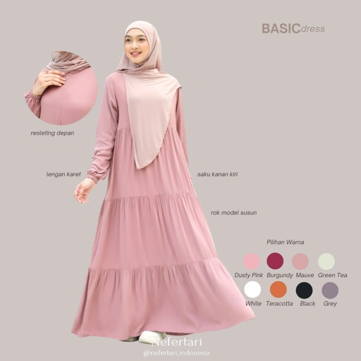 Image of NEFERTARI Basic Dress Gamis Katun Rayon Twill Dewasa Dress Panjang Remaja