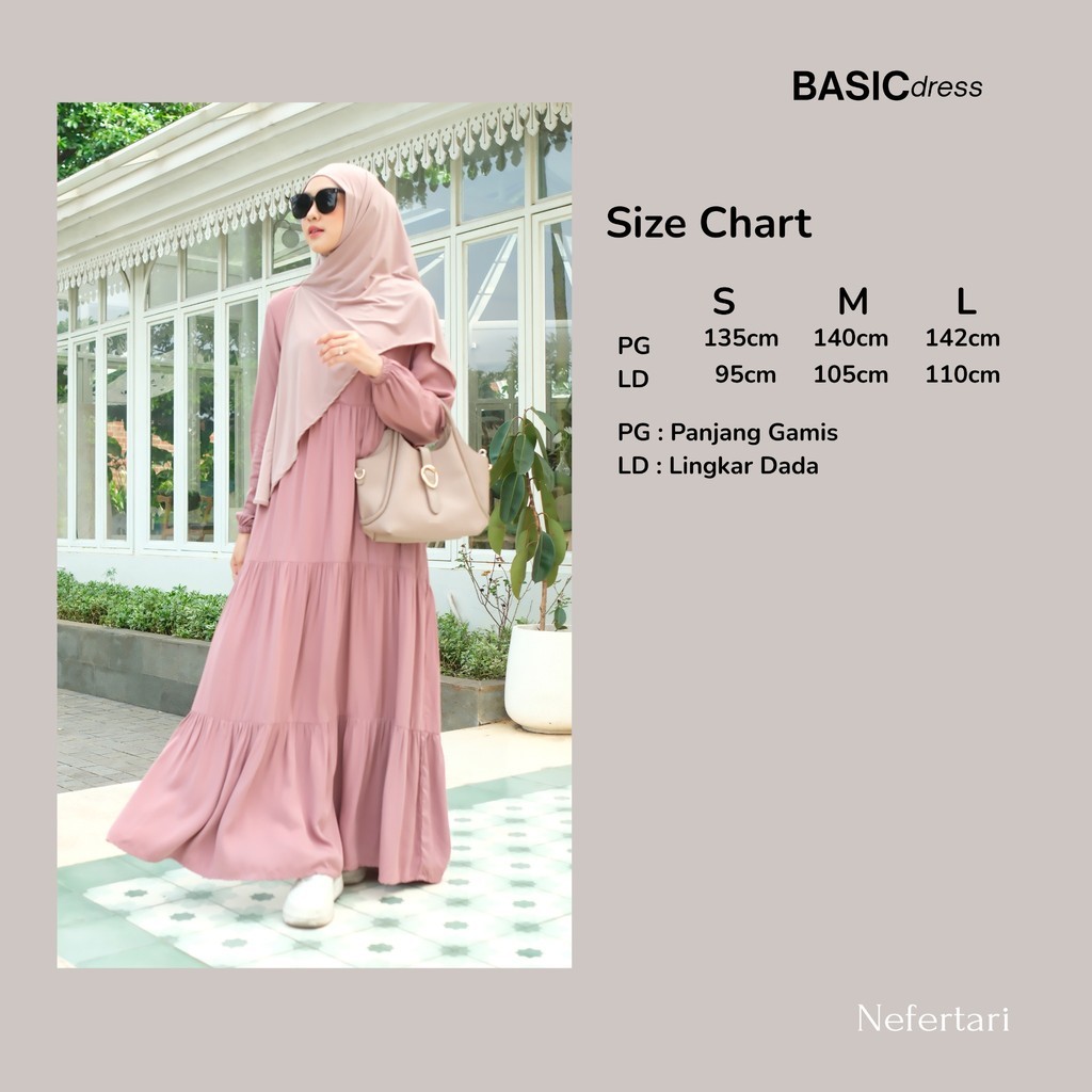 NEFERTARI Basic Dress Gamis Katun Rayon Twill Dewasa Dress Panjang Remaja