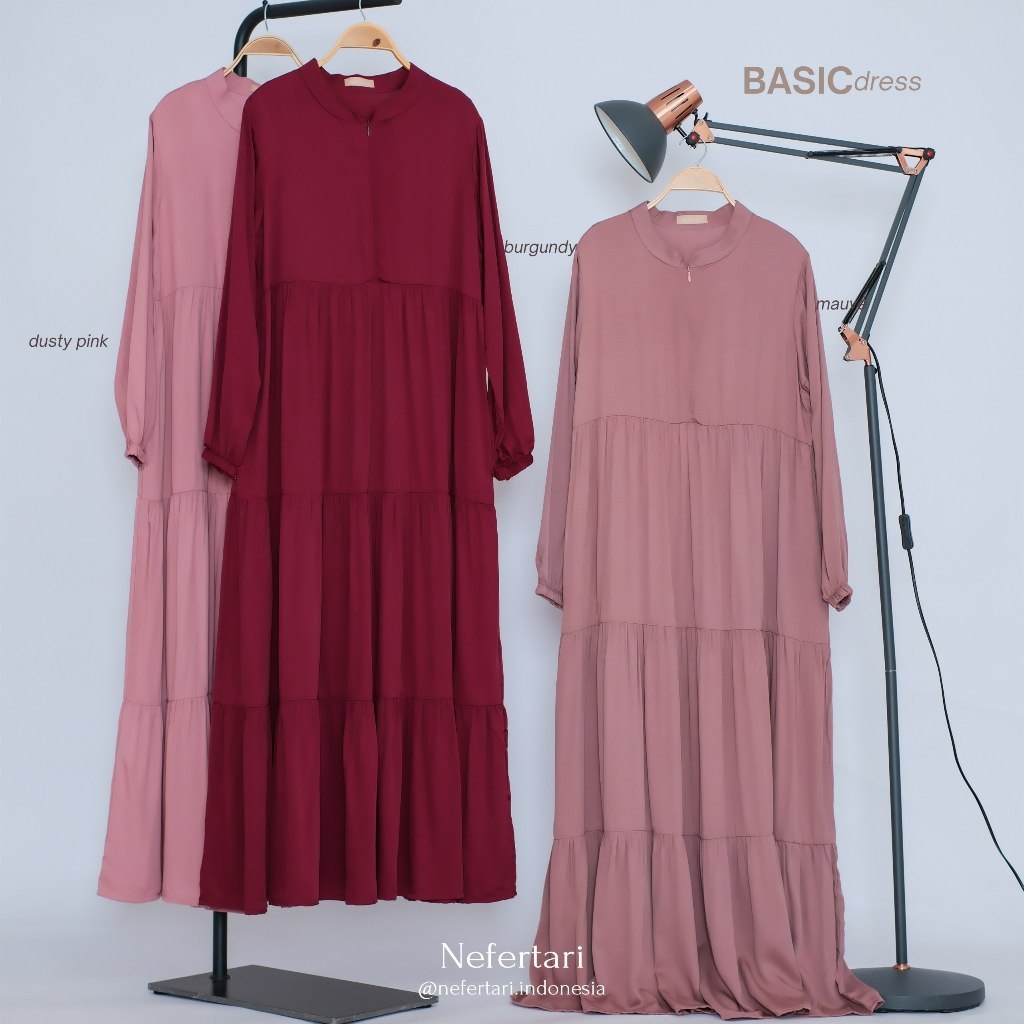 NEFERTARI Basic Dress Gamis Katun Rayon Twill Dewasa Dress Panjang Remaja