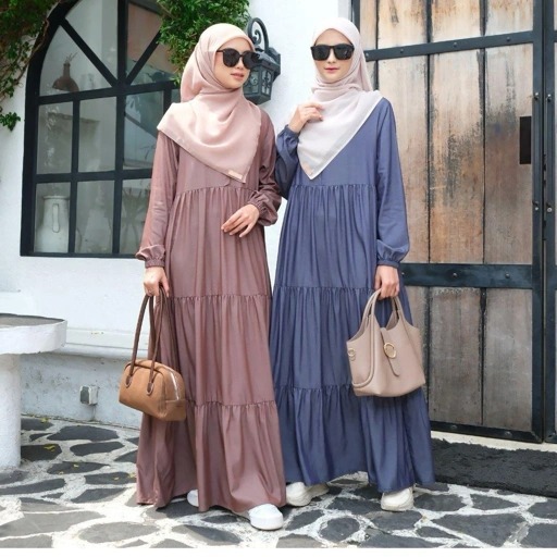 Image of NEFERTARI Basic Dress Denim Gamis Katun Denim Dewasa Abaya Simple Panjang Busui Remaja