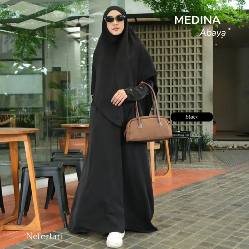 Image of NEFERTARI Medina Abaya Gamis Marbella Silk Anti UV Premium Dress Panjang Wanita Dewasa Remaja