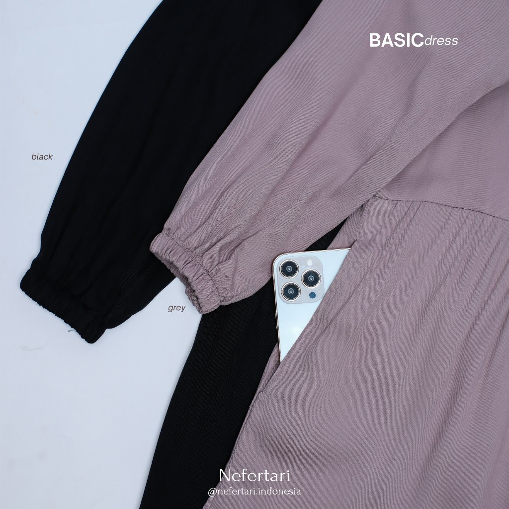 NEFERTARI Basic Dress Gamis Katun Rayon Twill Dewasa Dress Panjang Remaja