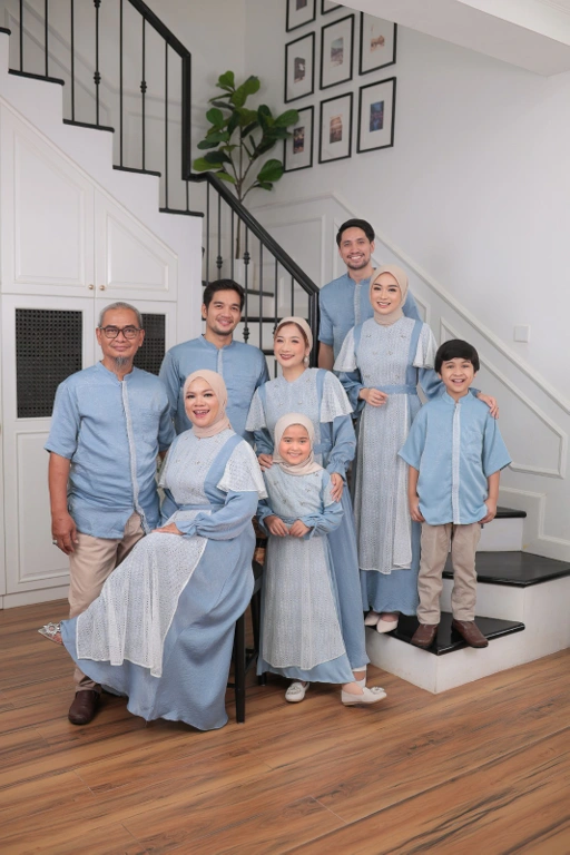 Image of MAGNOLIA SKY BLUE / RAYYA SERIES / FAMILY SET / SARIMBIT KELUARGA