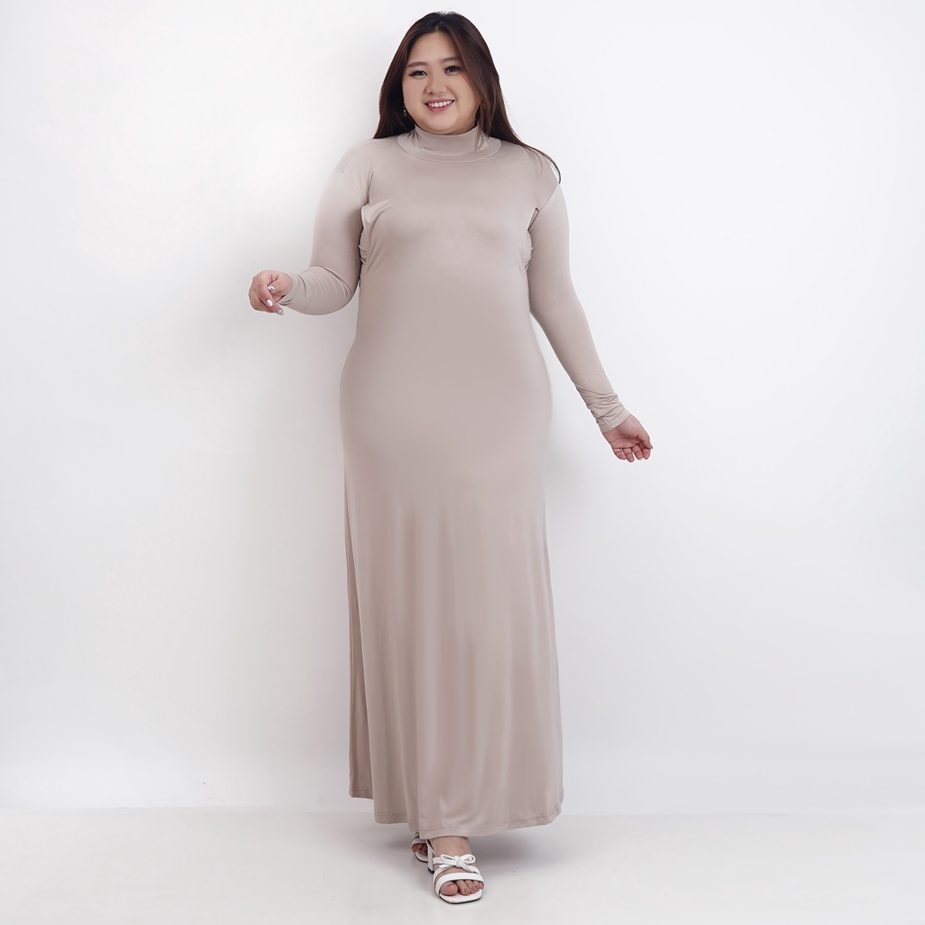Highneck Longsleeves Dress Busui Big Size (PREMIUM INNER DRESS WITH NURSING ACCESS – BIG FIT)