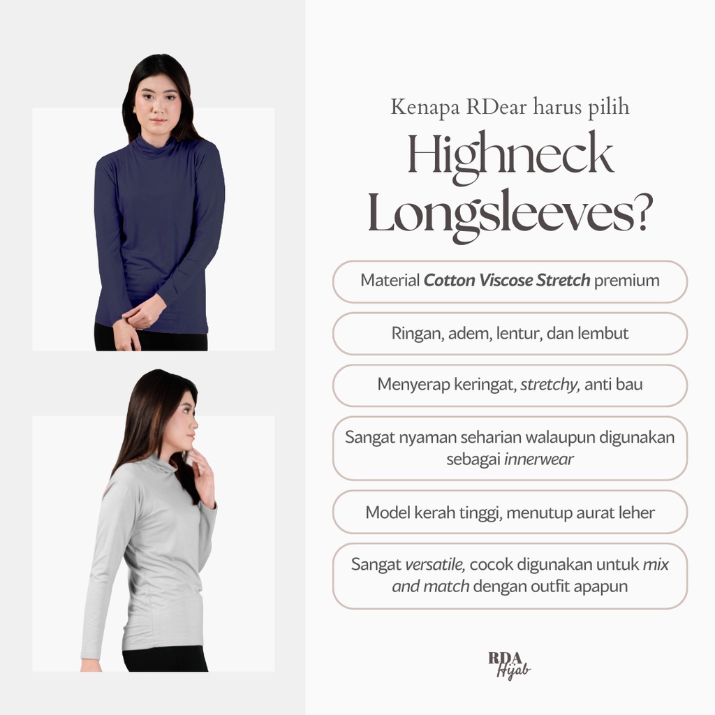 Highneck Longsleeves Small Size | Manset Inner Dalaman Mangset Tangan Lengan Panjang Premium Katun Nyaman Adem Menyerap Keringat