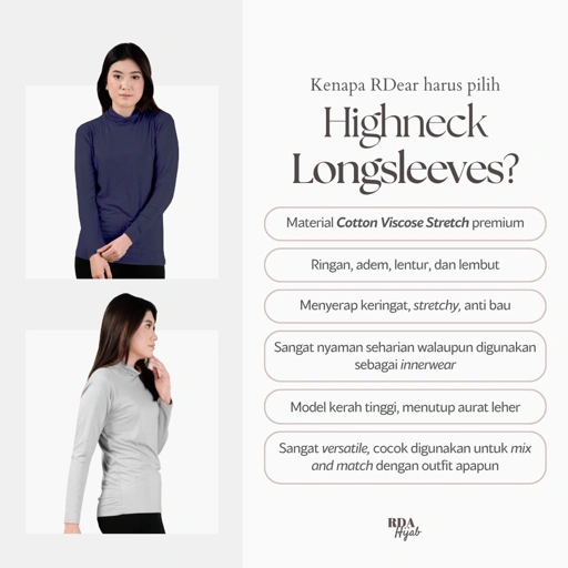 Highneck Longsleeves Small Size | Manset Inner Dalaman Mangset Tangan Lengan Panjang Premium Katun Nyaman Adem Menyerap Keringat