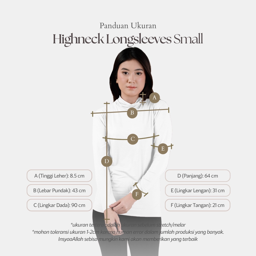 Highneck Longsleeves Small Size | Manset Inner Dalaman Mangset Tangan Lengan Panjang Premium Katun Nyaman Adem Menyerap Keringat