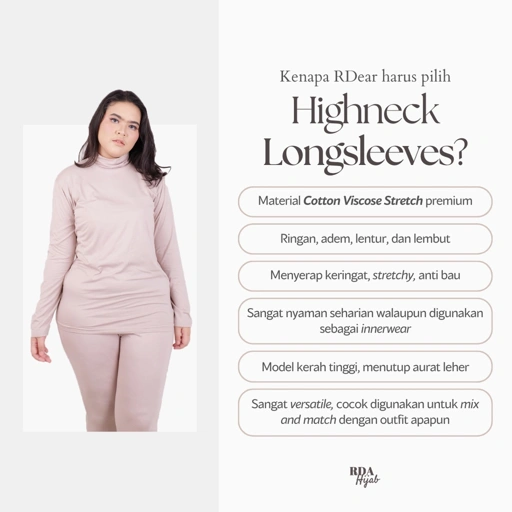 Highneck Longsleeves Big Size - Manset Lengan Panjang Jumbo Besar Katun Viscose Premium RDA Hijab