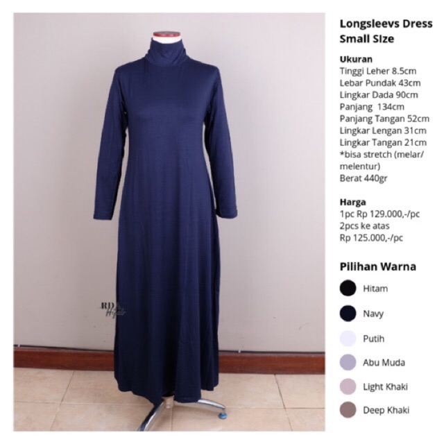 Manset Lengan Panjang Gamis Katun Viscose Premium Nyaman RDA Hijab (Longsleeves Dress Small Size)