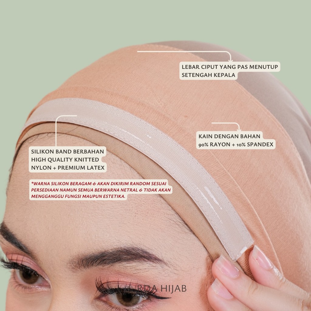 Ciput Bandana Ikat Silikon Anti Slip (Silicone Tie-Back Bandana Undercap)