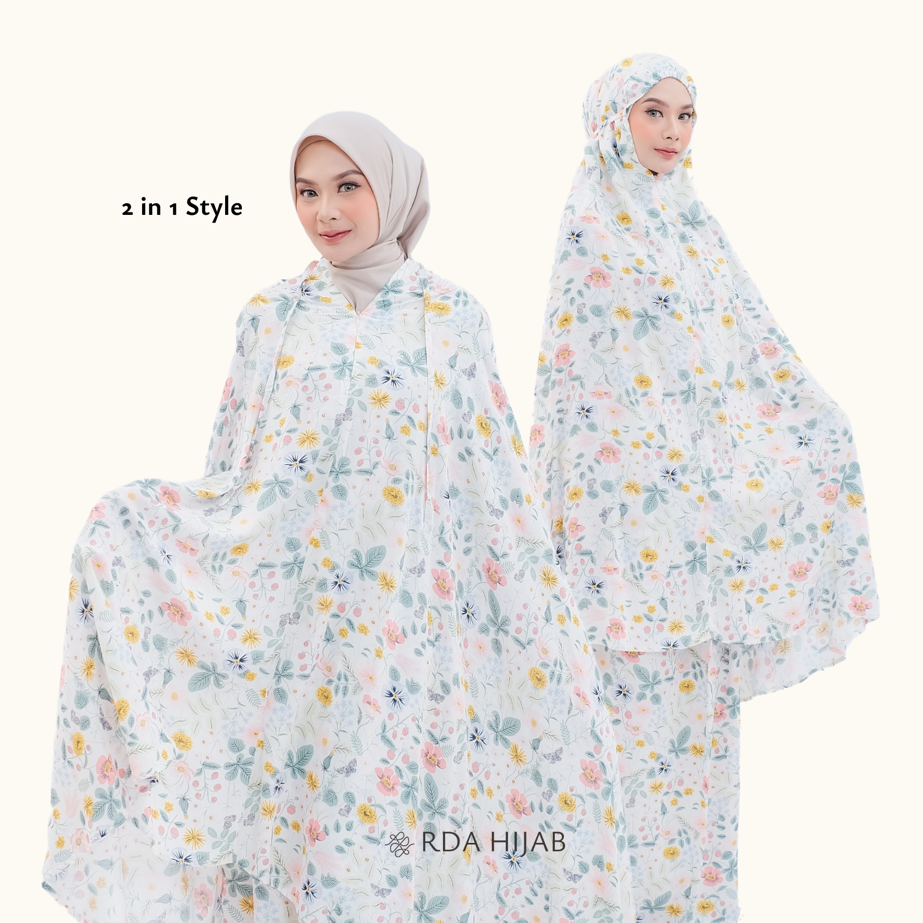 2in1 Mukena Rayon Motif Retsleting Dagu