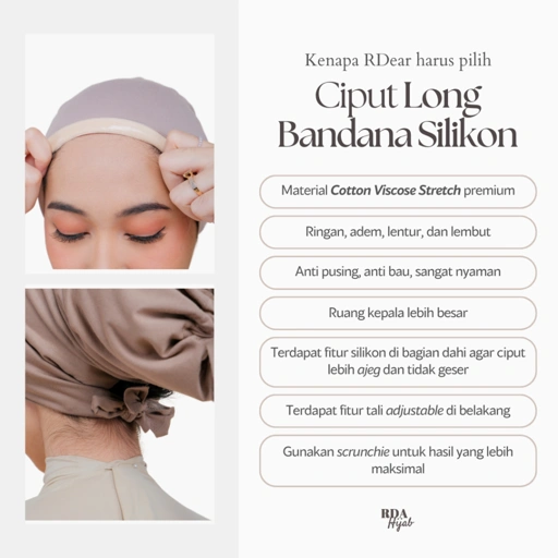 Image of Ciput Long Bandana Ikat Silikon Inner RDA Hijab | Cocok untuk Umroh dan Haji