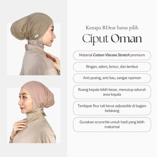 Image of RDAHijab - Ciput Oman Non Silikon Anti Slip ORIGINAL | Cocok untuk Umroh dan Haji, Inner Cap Underscarf Hijab, Dalaman Kerudung Jilbab, Premium Silicon, Nyaman, Anti Geser, Anti Budeg, Adem Menyerap Keringat, Anti Pusing