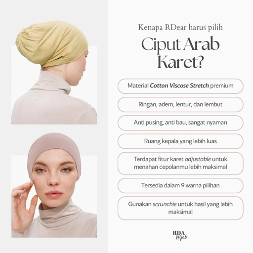 Image of RDAHijab - Ciput Arab Karet ORIGINAL | Cocok untuk Umroh dan Haji, Inner Cap Underscarf Hijab, Dalaman Kerudung Jilbab, Nyaman, Anti Geser, Anti Budeg, Adem Menyerap Keringat, Anti Pusing