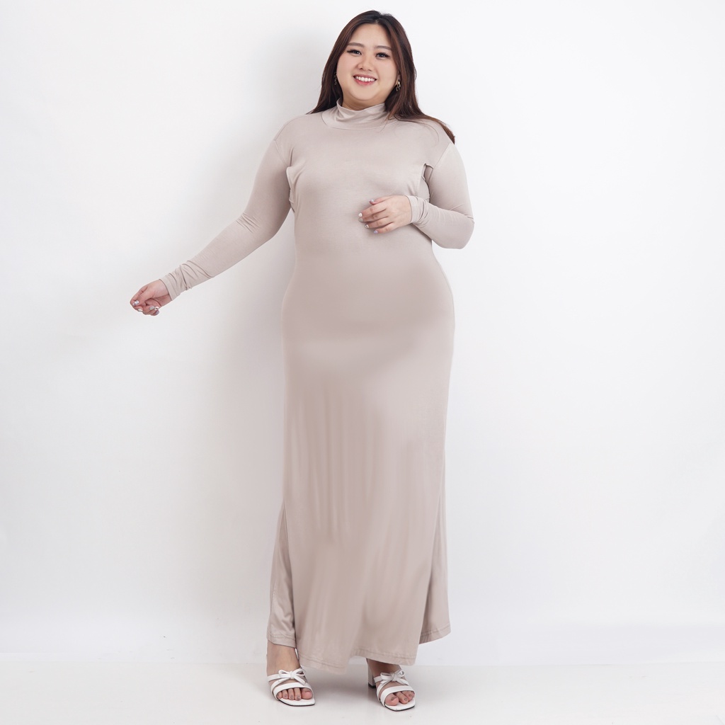 Highneck Longsleeves Dress Busui Big Size (PREMIUM INNER DRESS WITH NURSING ACCESS – BIG FIT)