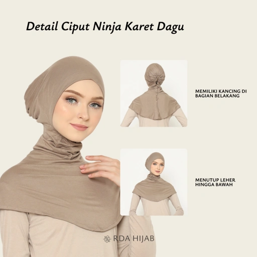 Image of RDAHijab - Ciput Ninja Karet Dagu ORIGINAL | Cocok untuk Umroh dan Haji, Inner Cap Underscarf Hijab, Dalaman Kerudung Jilbab, Nyaman, Anti Geser, Anti Budeg, Adem Menyerap Keringat, Anti Pusing
