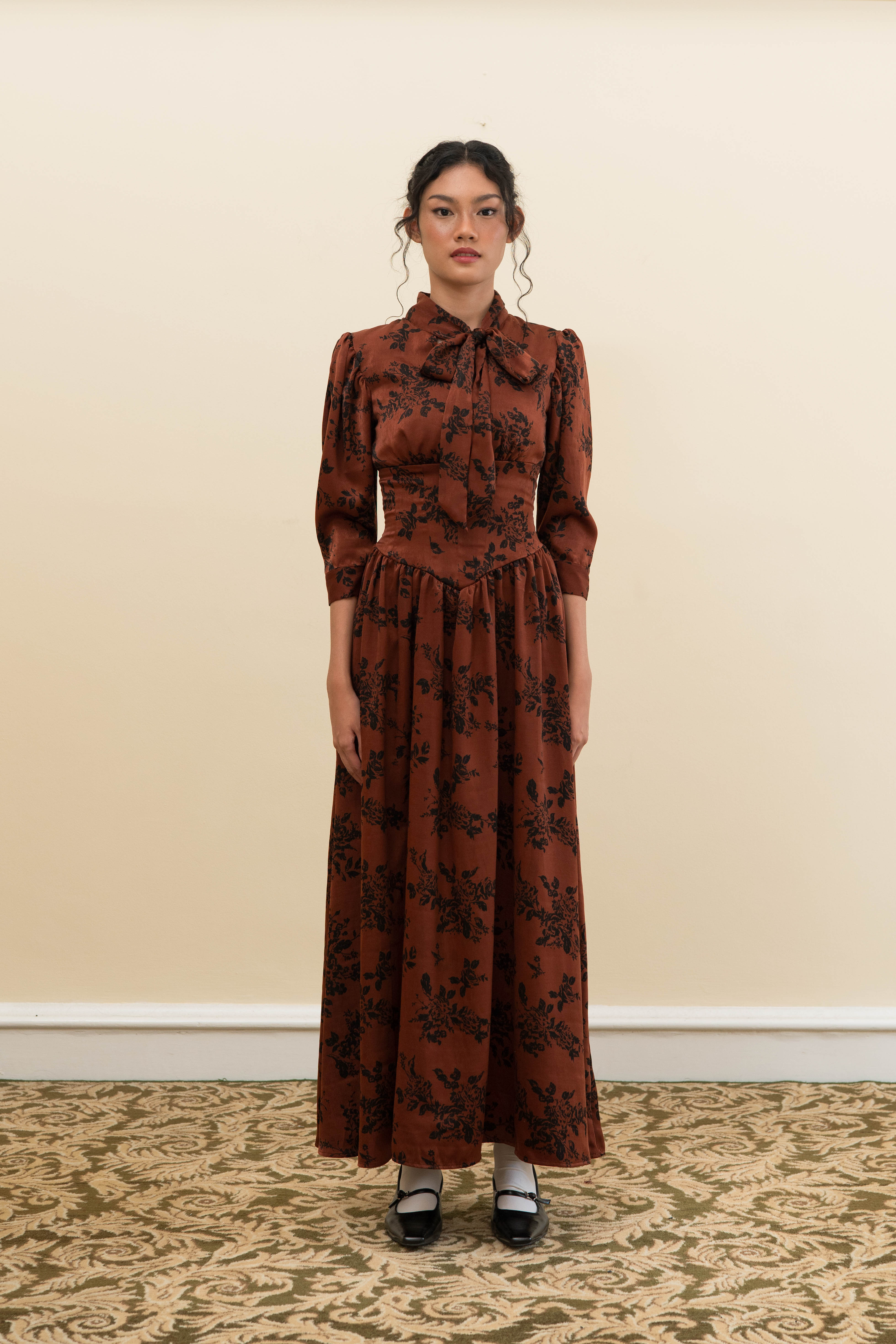 Juliet Dress in Burnt Umber Floral